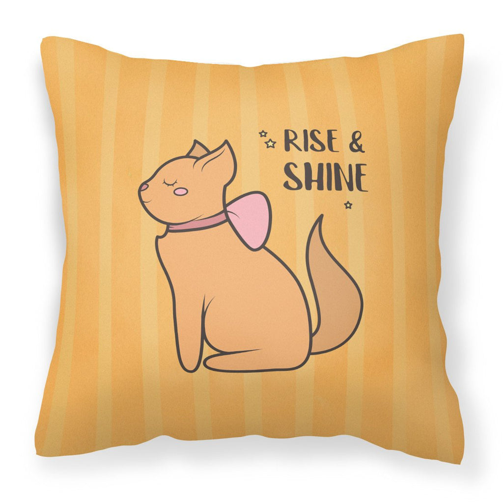 Nursery Rise and Shine Cat Decorative Throw Pillow 18x18 Indoor Outdoor Accent Cushion, Fabric Cover with Insert for Sofa, Bed, Porch & Living Room