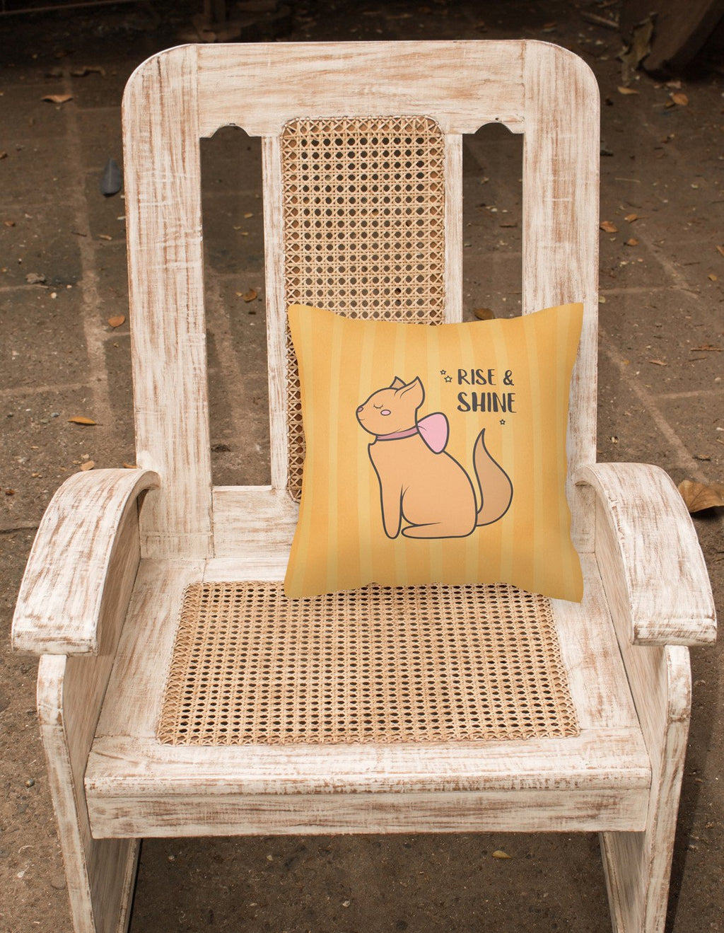 Nursery Rise and Shine Cat Decorative Throw Pillow 18x18 Indoor Outdoor Accent Cushion, Fabric Cover with Insert for Sofa, Bed, Porch & Living Room