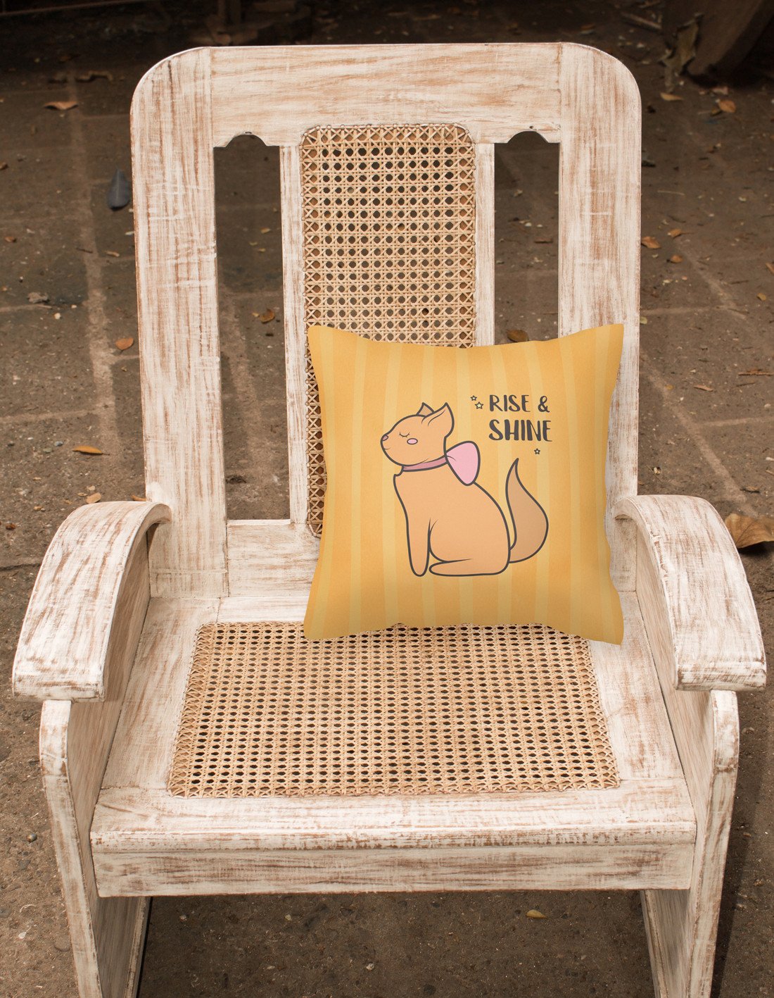 Nursery Rise and Shine Cat Decorative Throw Pillow 18x18 Indoor Outdoor Accent Cushion, Fabric Cover with Insert for Sofa, Bed, Porch & Living Room