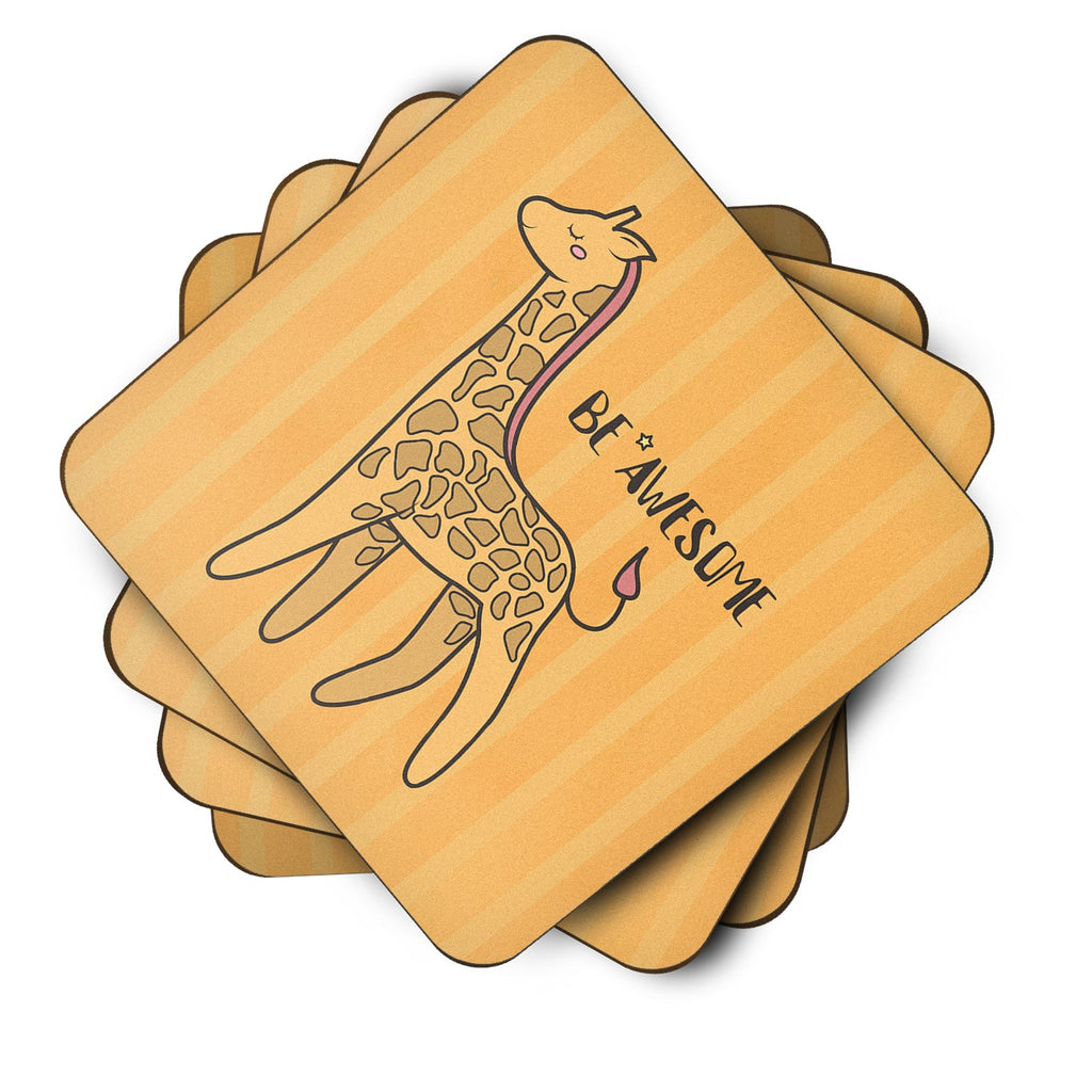 Nursery Be Awesome Griaffe Foam Coasters Set of 4 Cup Coasters for Indoor Outdoor, Tabletop Protection, Anti Slip, Mouse pad Material