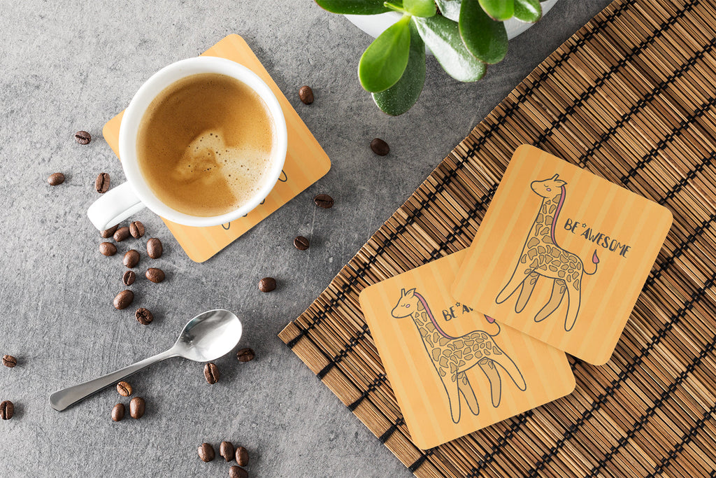 Nursery Be Awesome Griaffe Foam Coasters Set of 4 Cup Coasters for Indoor Outdoor, Tabletop Protection, Anti Slip, Mouse pad Material