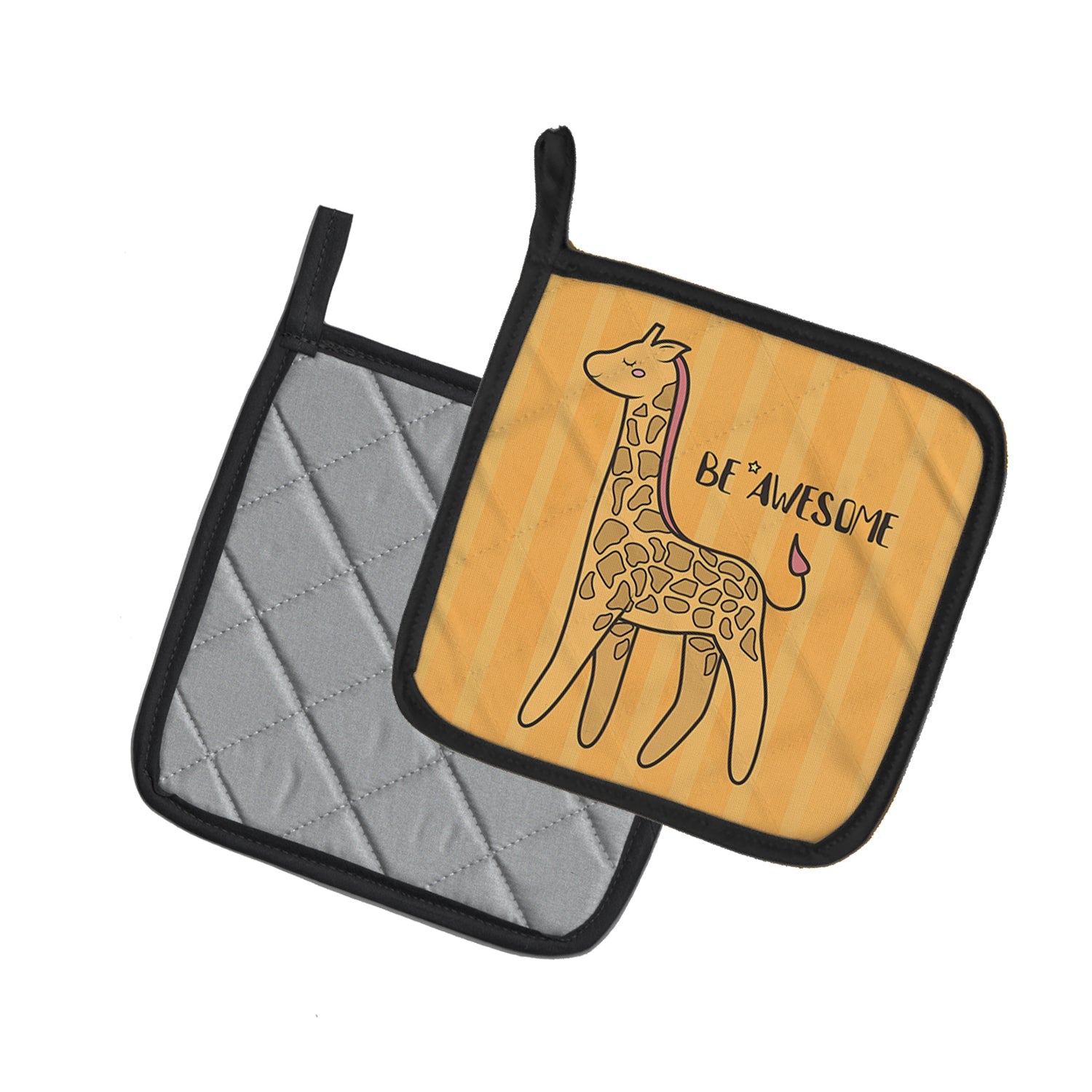Nursery Be Awesome Griaffe Pot Holder Set of 2 Heat Resistant Quilted Hot Pads 7.5 x 7.5 Inch, Insulated Kitchen Trivets for Cooking & Baking