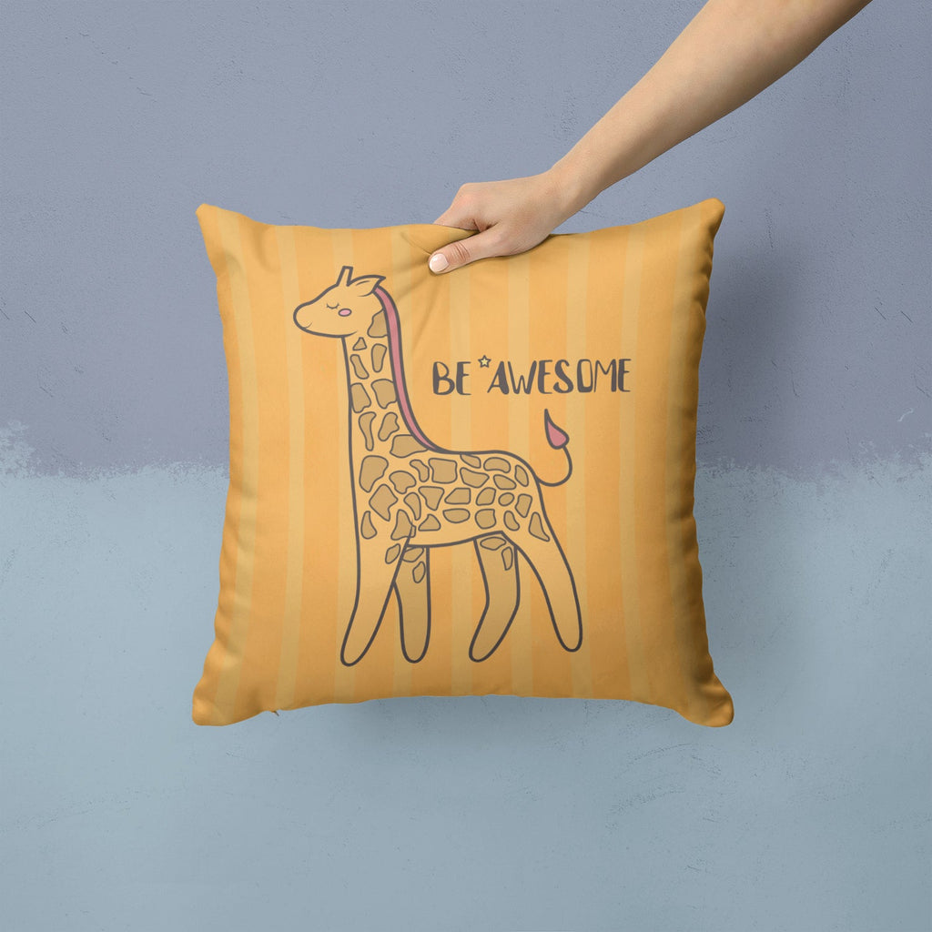 Nursery Be Awesome Griaffe Decorative Throw Pillow 14x14 Indoor Outdoor Accent Cushion, Fabric Cover with Insert for Sofa, Bed, Porch & Living Room