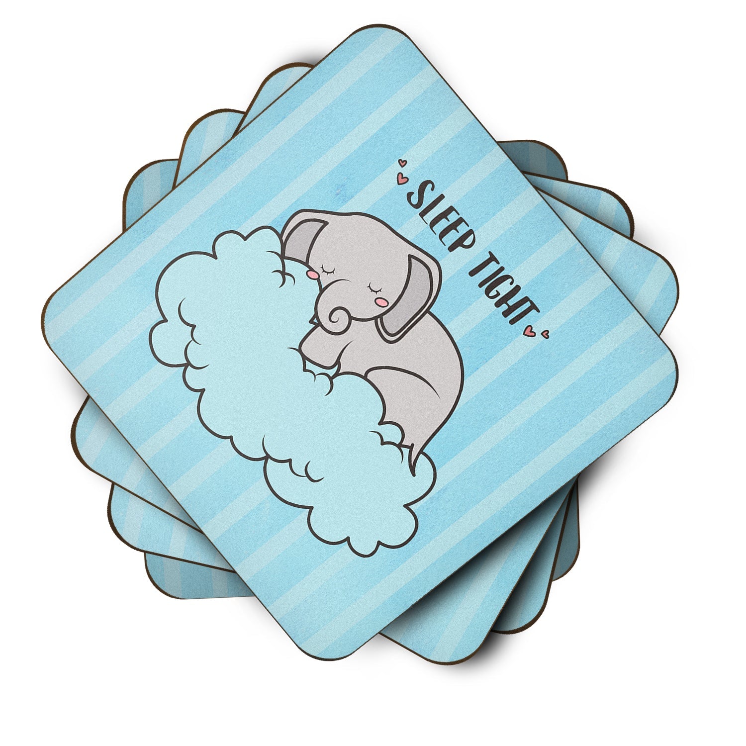 Nursery Sleep Tight Elephant Foam Coasters Set of 4 Cup Coasters for Indoor Outdoor, Tabletop Protection, Anti Slip, Mouse pad Material