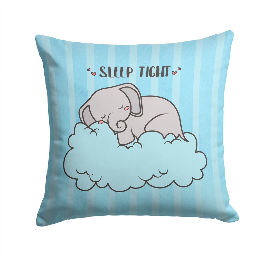Nursery Sleep Tight Elephant Decorative Throw Pillow 14x14 Indoor Outdoor Accent Cushion, Fabric Cover with Insert for Sofa, Bed, Porch & Living Room