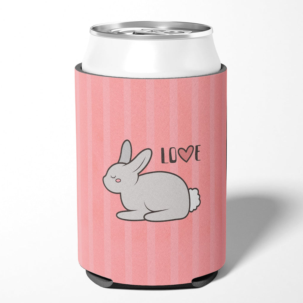Nursery Love Bunny Rabbit Can or Bottle Hugger Cooler Sleeve for Standard 12 oz Cans, Insulated Foam Beer & Soda Can Hugger Reusable