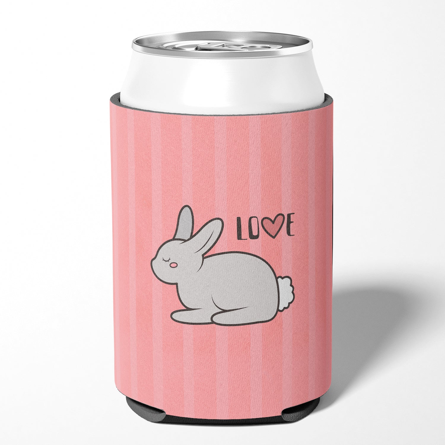 Nursery Love Bunny Rabbit Can or Bottle Hugger Cooler Sleeve for Standard 12 oz Cans, Insulated Foam Beer & Soda Can Hugger Reusable