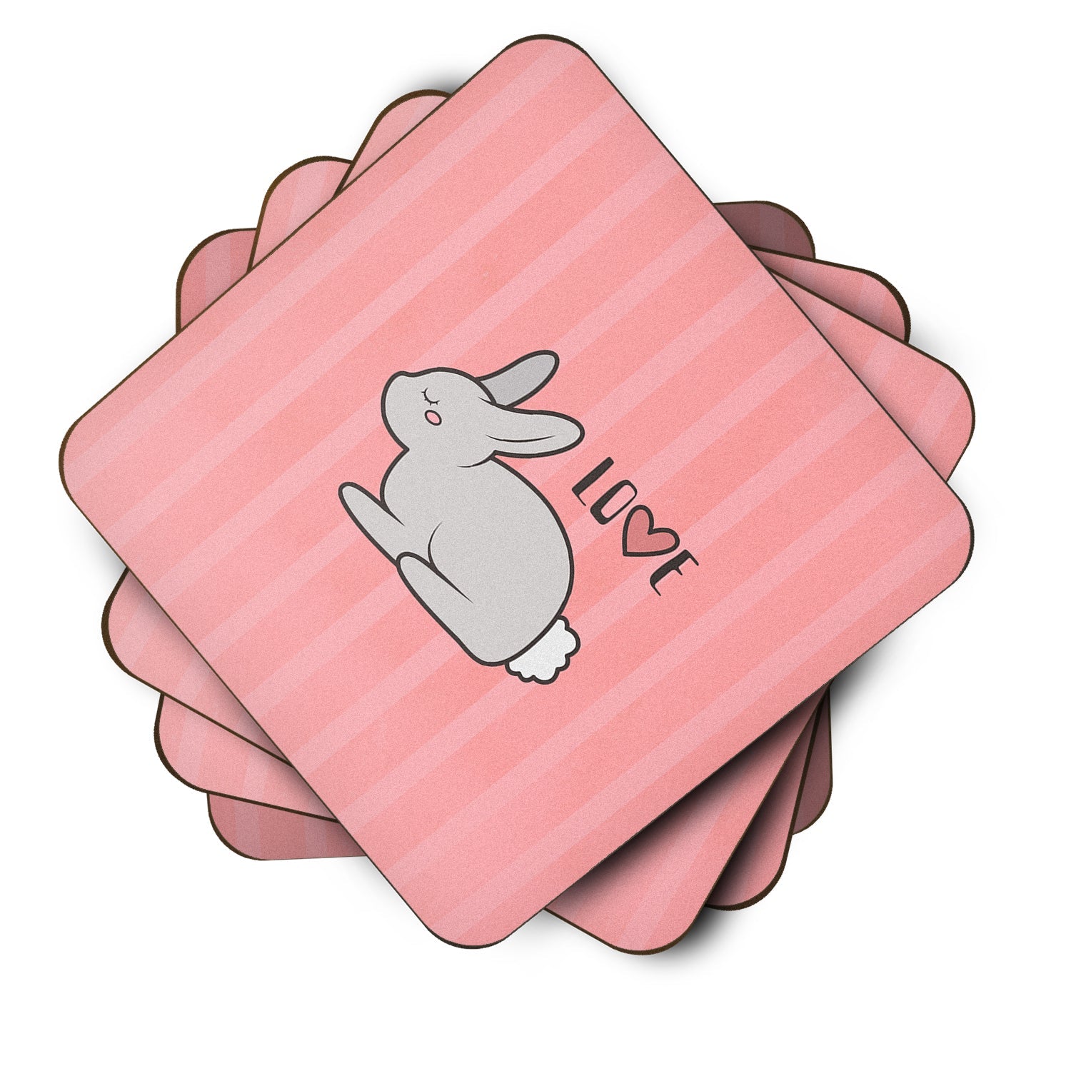 Nursery Love Bunny Rabbit Foam Coasters Set of 4 Cup Coasters for Indoor Outdoor, Tabletop Protection, Anti Slip, Mouse pad Material