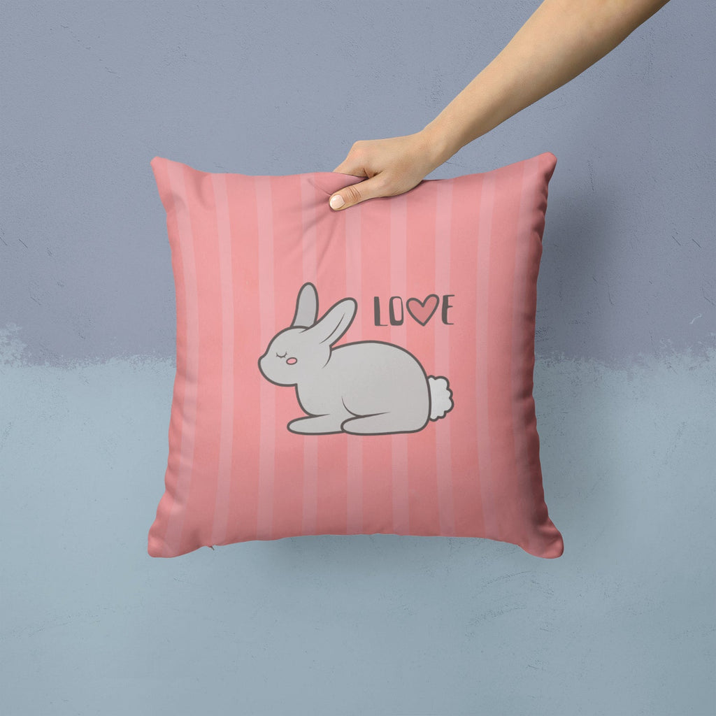 Nursery Love Bunny Rabbit Decorative Throw Pillow 14x14 Indoor Outdoor Accent Cushion, Fabric Cover with Insert for Sofa, Bed, Porch & Living Room