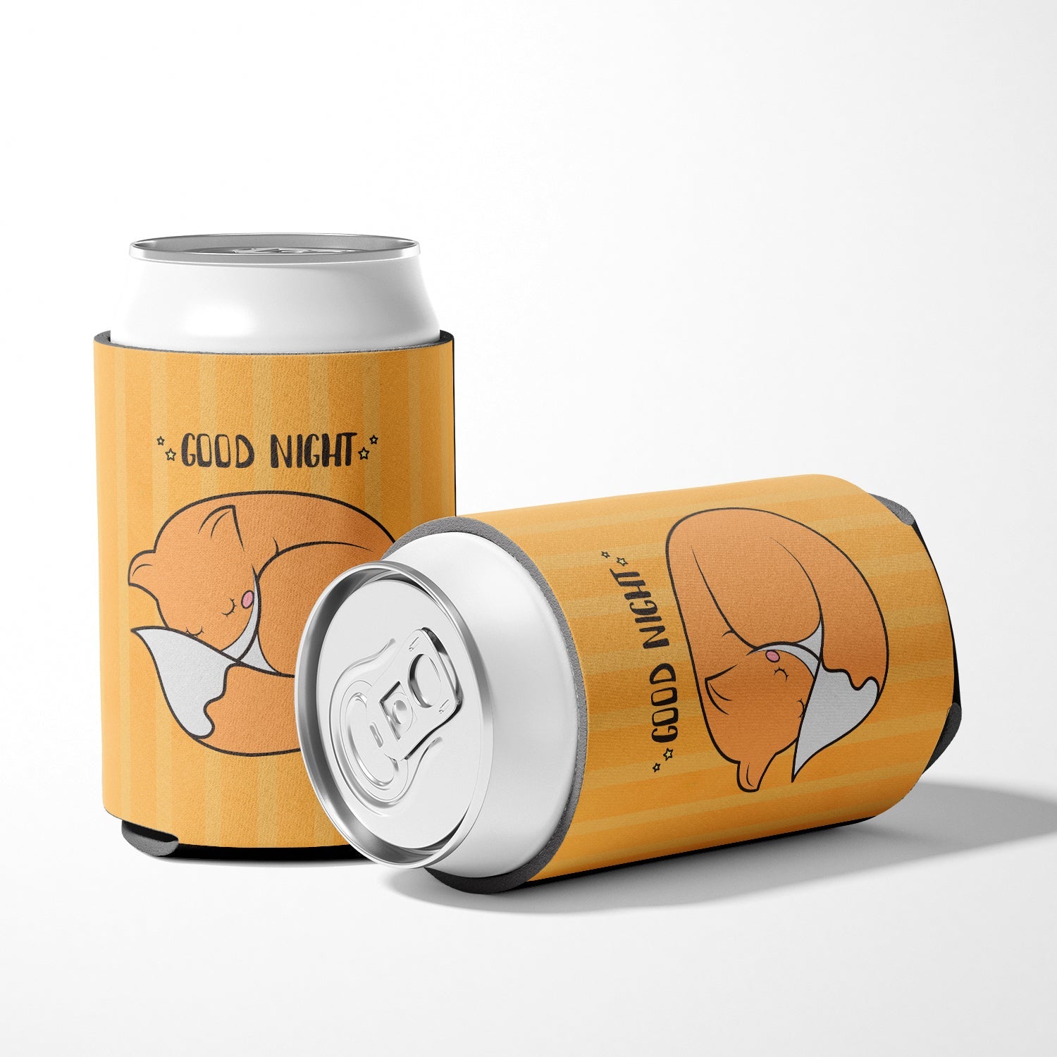 Nursery Good Night Fox Can or Bottle Hugger Cooler Sleeve for Standard 12 oz Cans, Insulated Foam Beer & Soda Can Hugger Reusable
