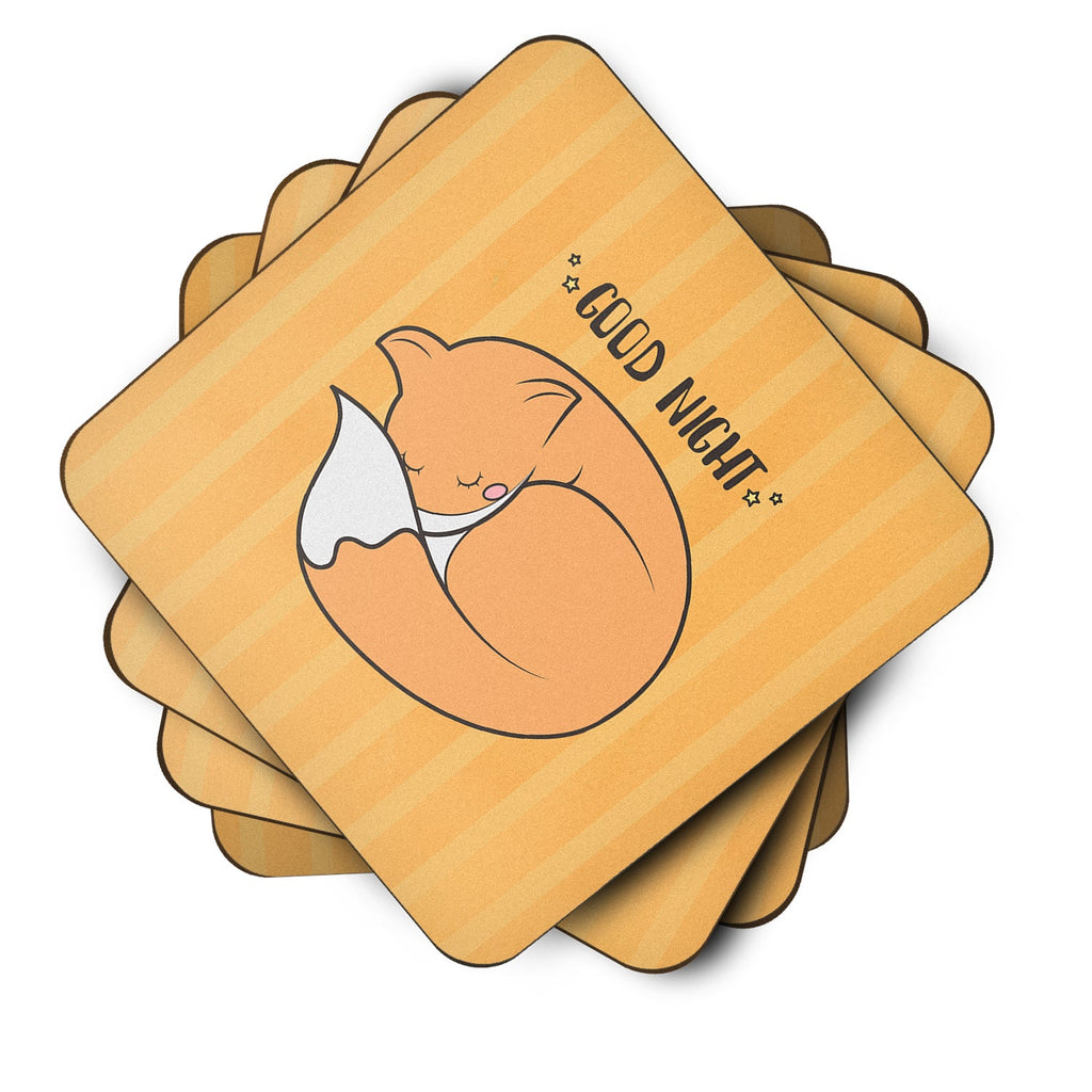 Nursery Good Night Fox Foam Coasters Set of 4 Cup Coasters for Indoor Outdoor, Tabletop Protection, Anti Slip, Mouse pad Material
