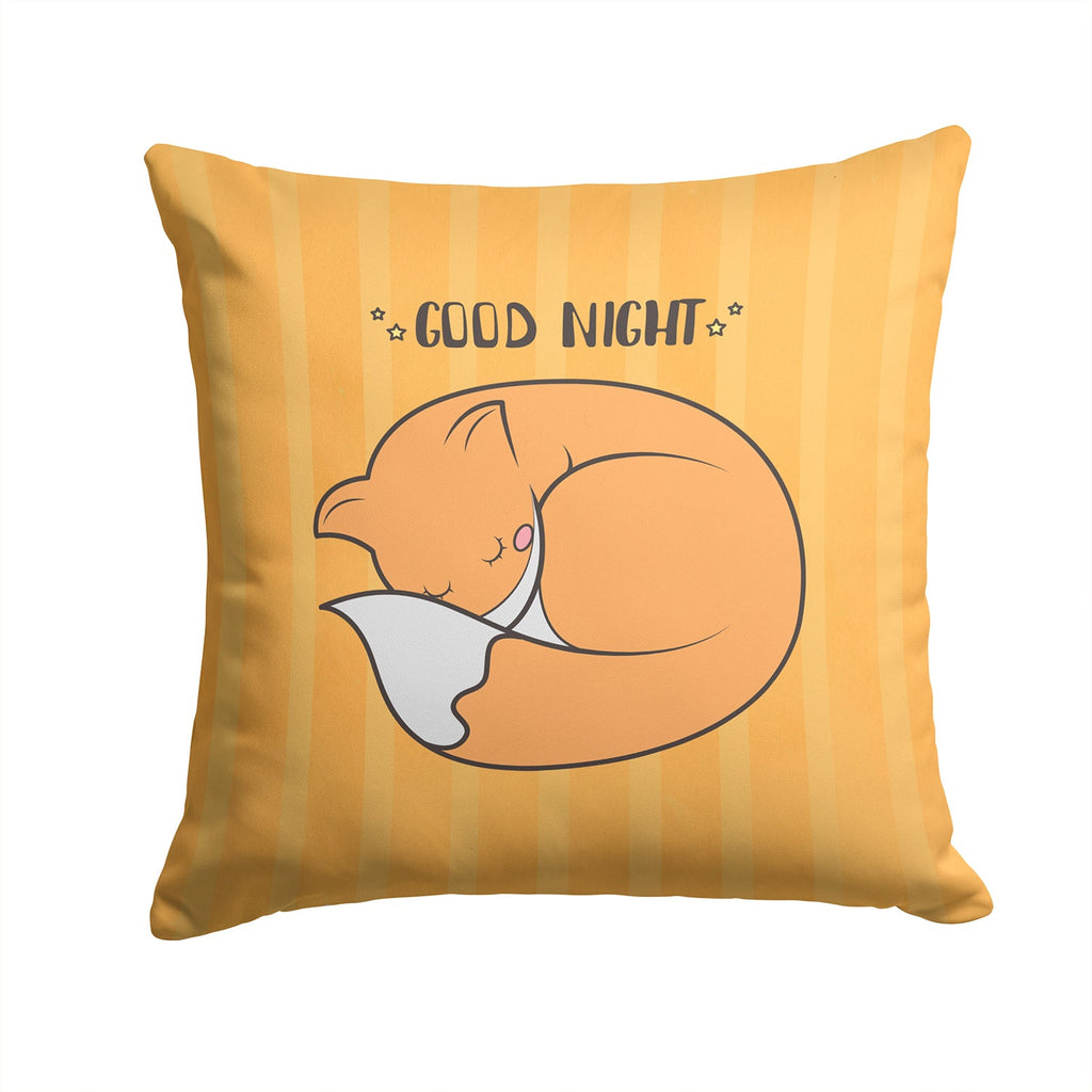 Nursery Good Night Fox Decorative Throw Pillow 14x14 Indoor Outdoor Accent Cushion, Fabric Cover with Insert for Sofa, Bed, Porch & Living Room