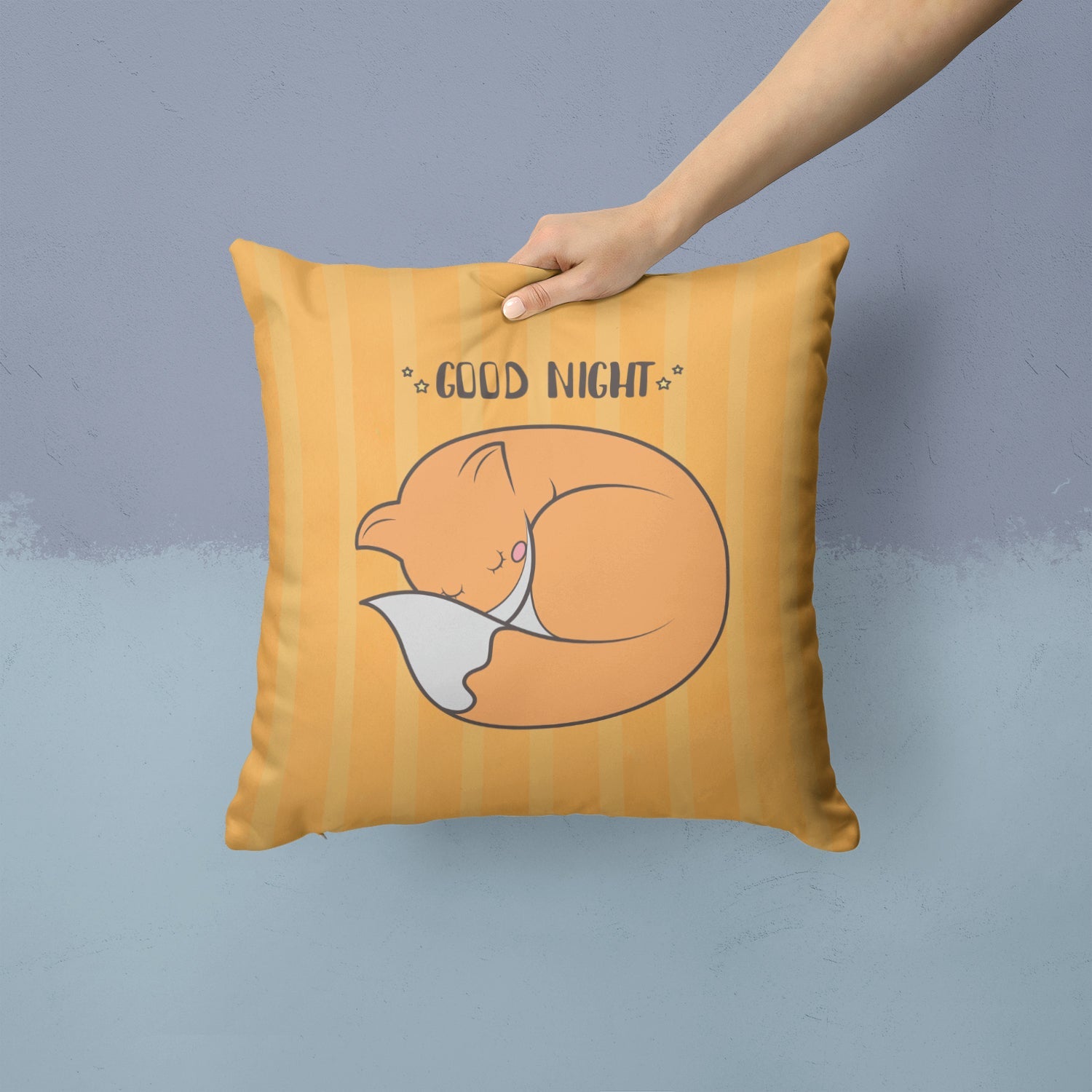 Nursery Good Night Fox Decorative Throw Pillow 14x14 Indoor Outdoor Accent Cushion, Fabric Cover with Insert for Sofa, Bed, Porch & Living Room
