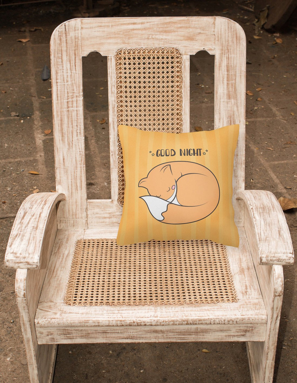 Nursery Good Night Fox Decorative Throw Pillow 18x18 Indoor Outdoor Accent Cushion, Fabric Cover with Insert for Sofa, Bed, Porch & Living Room