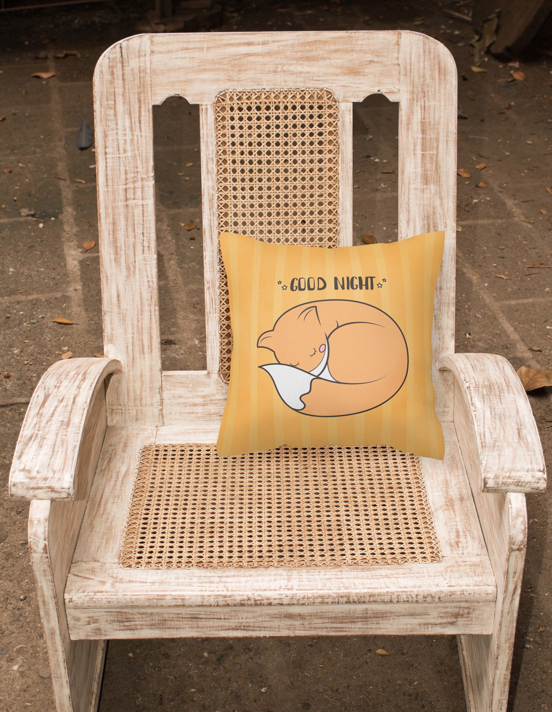 Nursery Good Night Fox Decorative Throw Pillow 18x18 Indoor Outdoor Accent Cushion, Fabric Cover with Insert for Sofa, Bed, Porch & Living Room
