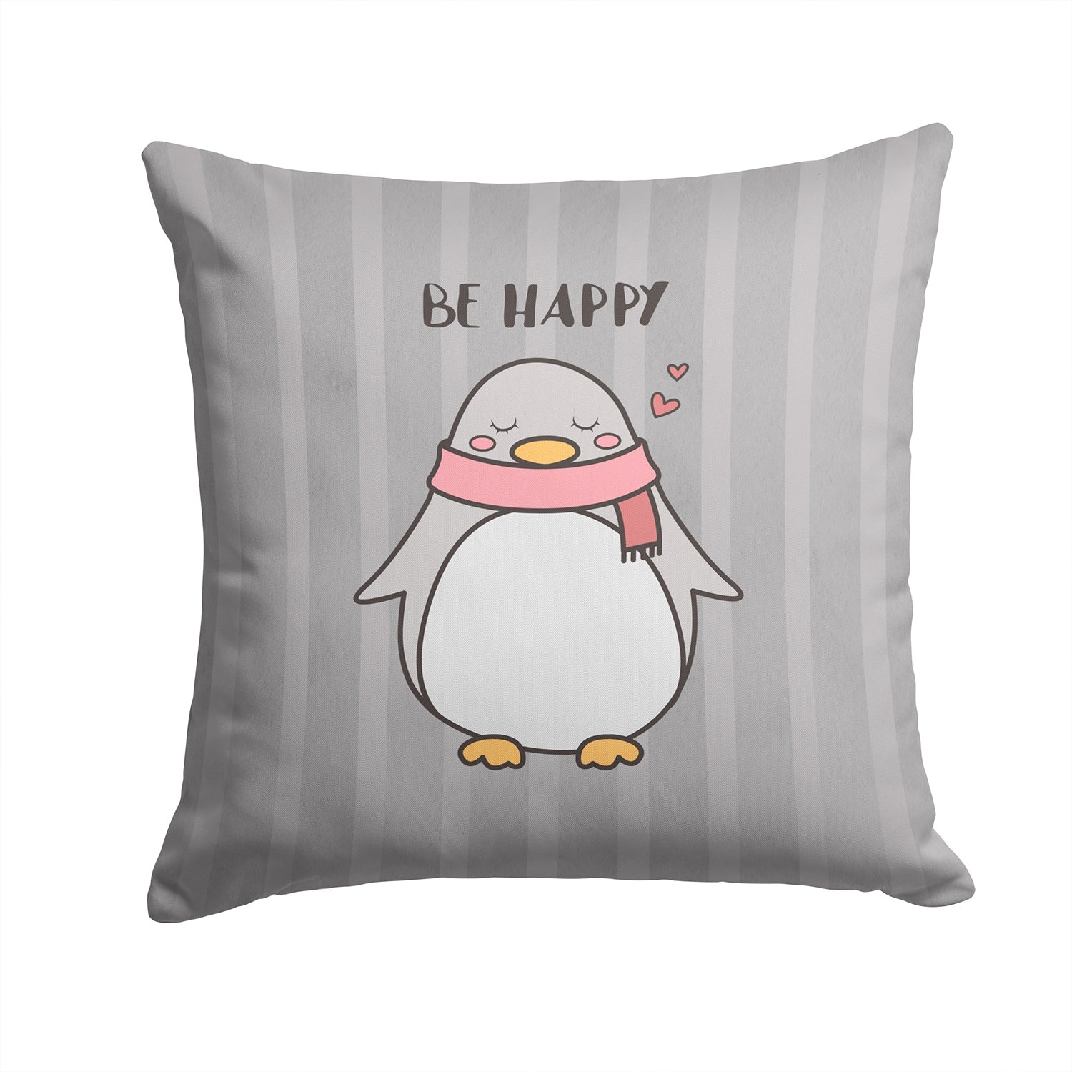 Nursery Be Happy Penquin Decorative Throw Pillow 14x14 Indoor Outdoor Accent Cushion, Fabric Cover with Insert for Sofa, Bed, Porch & Living Room