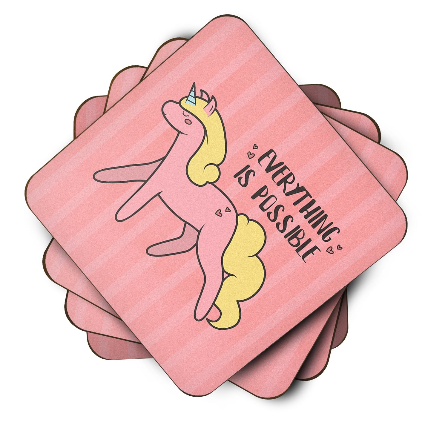 Nursery Everything is Possible Unicorn Foam Coasters Set of 4 Cup Coasters for Indoor Outdoor, Tabletop Protection, Anti Slip, Mouse pad Material