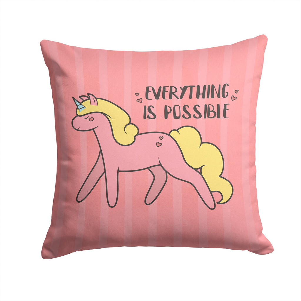 Nursery Everything is Possible Unicorn Decorative Throw Pillow 14x14 Indoor Outdoor Accent Cushion, Fabric Cover with Insert for Sofa, Bed, Porch & Living Room
