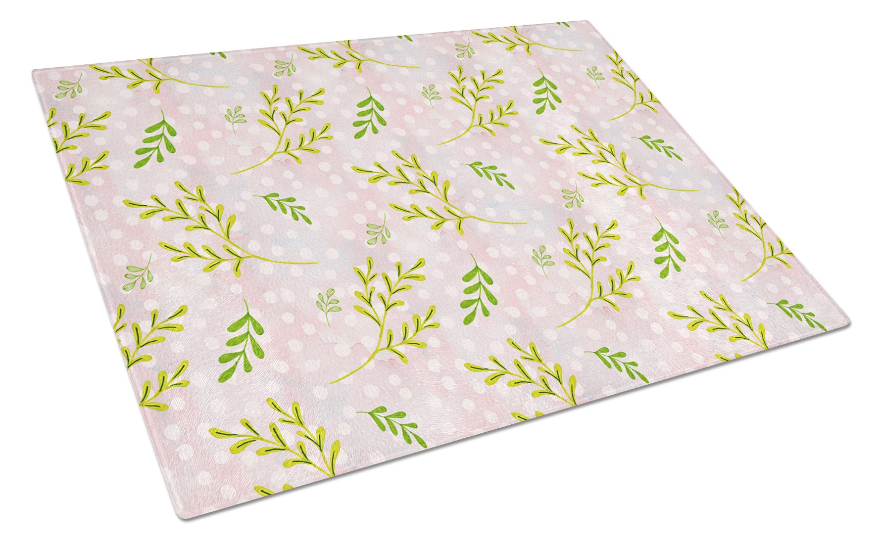 Watercolor Leaves Pink Cutting Board Tempered Glass Kitchen Cutting Surface, Heat Resistant Chopping, Non-Slip Feet, Food Prep & Serving