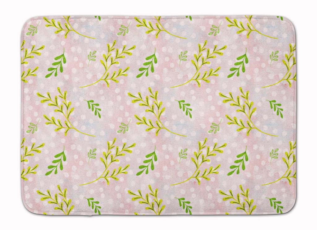 Watercolor Leaves Pink Memory Foam Kitchen Mat Machine Washable Anti-Fatigue Cushion Comfort Bath or Kitchen Rug