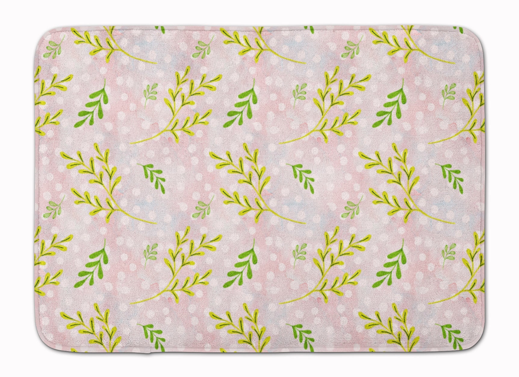 Watercolor Leaves Pink Memory Foam Kitchen Mat Machine Washable Anti-Fatigue Cushion Comfort Bath or Kitchen Rug