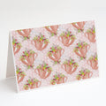 Tea Cup and Flowers Pink Greeting Cards Pack of 8 Blank Cards with Envelopes Whimsical A7 Size 5x7
