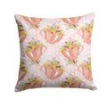 Tea Cup and Flowers Pink Decorative Throw Pillow 14x14 Indoor Outdoor Accent Cushion, Fabric Cover with Insert for Sofa, Bed, Porch & Living Room