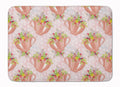 Tea Cup and Flowers Pink Memory Foam Kitchen Mat Machine Washable Anti-Fatigue Cushion Comfort Bath or Kitchen Rug