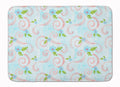 Watercolor Blue Flowers and Swirls Memory Foam Kitchen Mat Machine Washable Anti-Fatigue Cushion Comfort Bath or Kitchen Rug