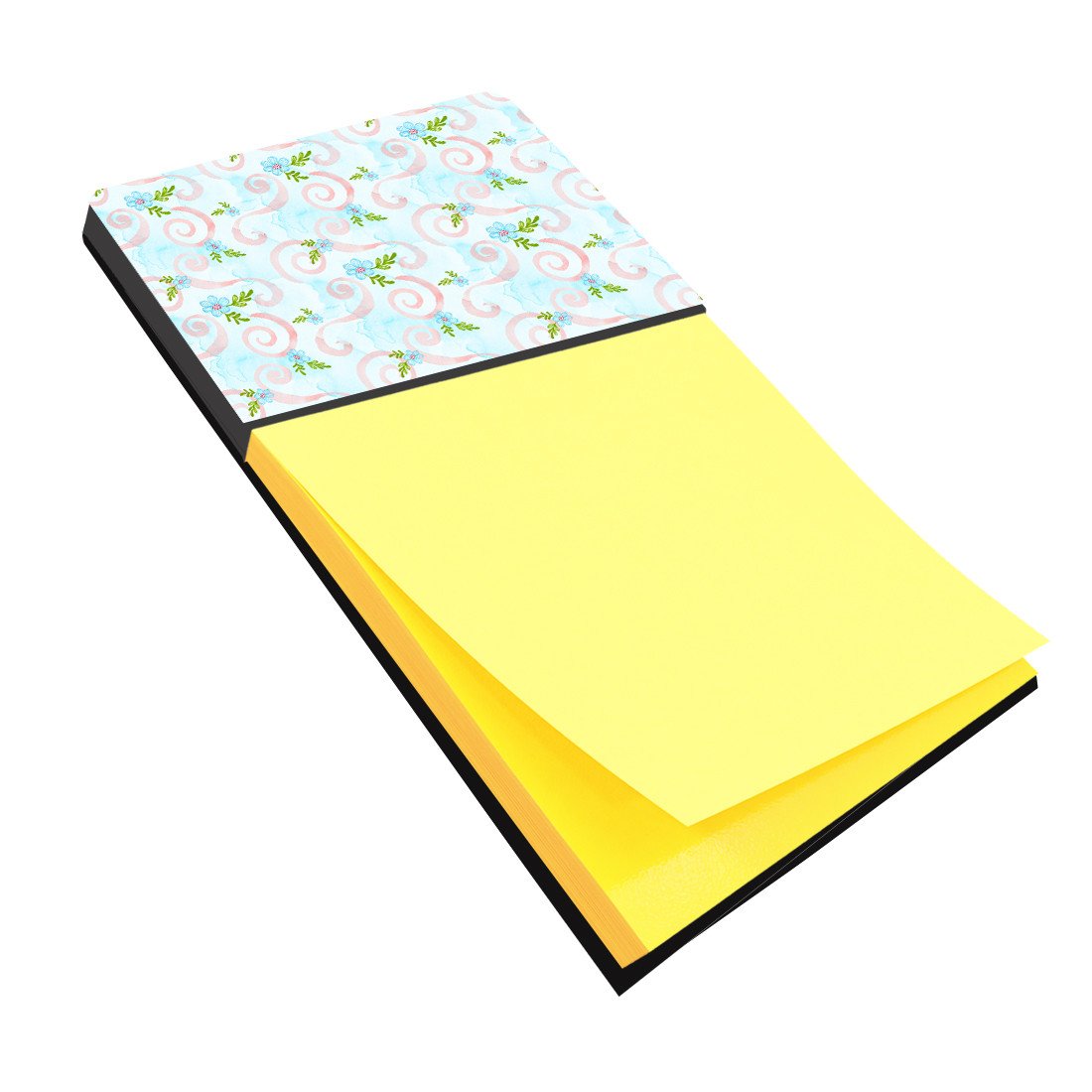 Watercolor Blue Flowers and Swirls Watercolor Sticky Note Holder Refillable Dispenser Desk Accessory 3x3 Pad Gift