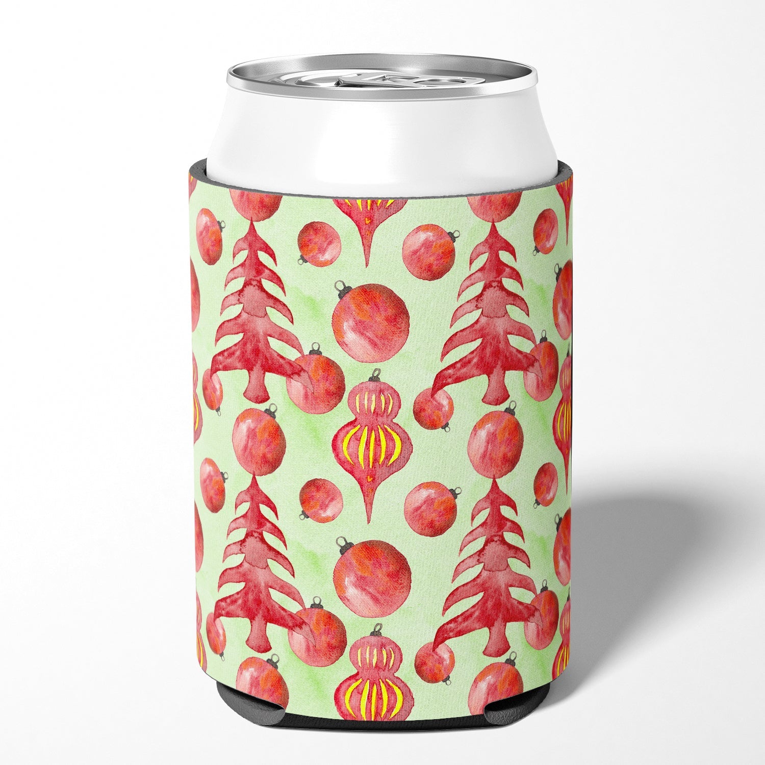 Red Christmas Tree and Ornaments Can or Bottle Hugger Cooler Sleeve for Standard 12 oz Cans, Insulated Foam Beer & Soda Can Hugger Reusable