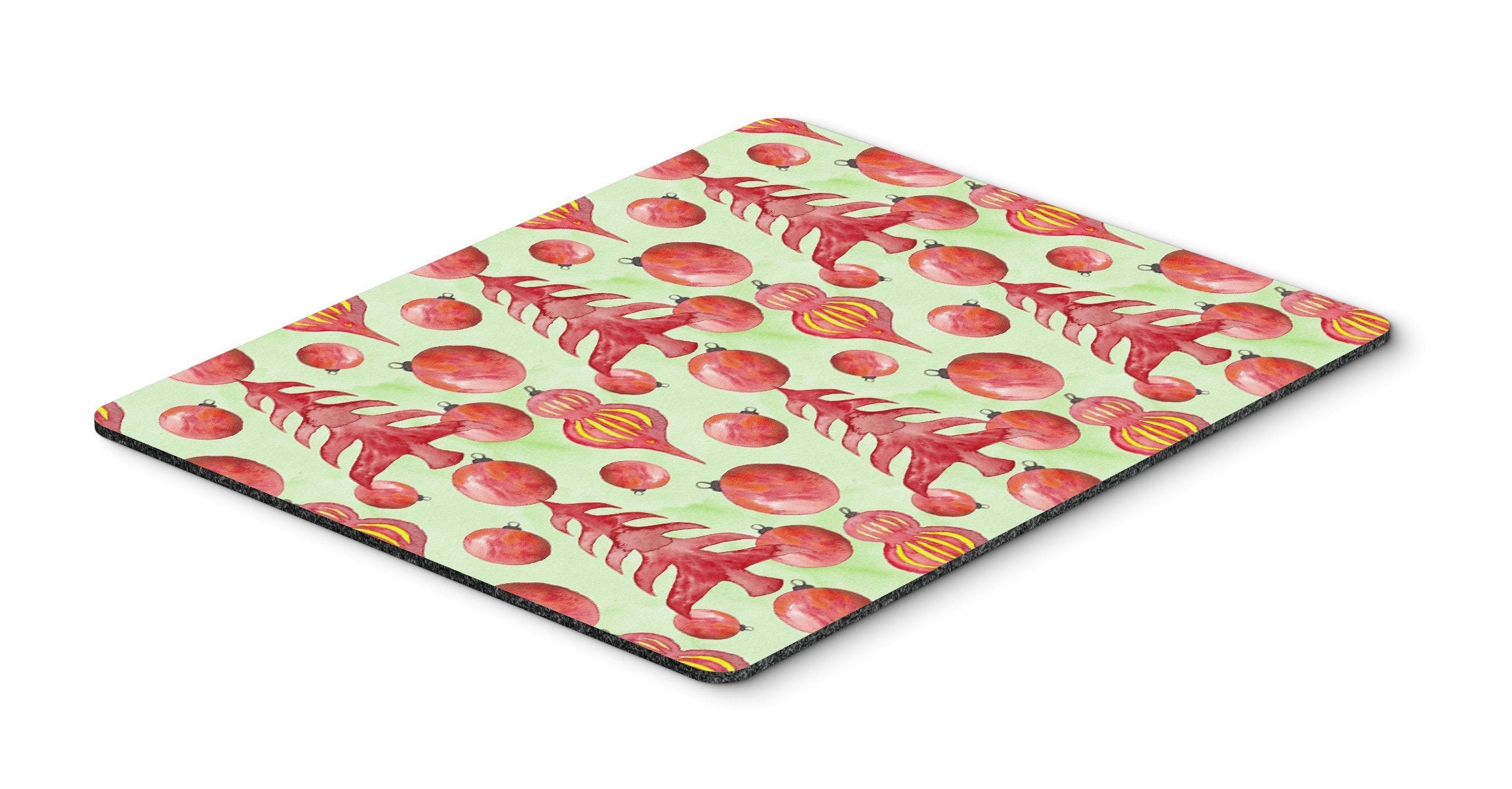 Red Christmas Tree and Ornaments Mouse Pad, Heat Resistant Trivet Hot Pad , Non Slip Rubber Desk Mat, Kitchen Counter Protector, Home Office Decor Gift