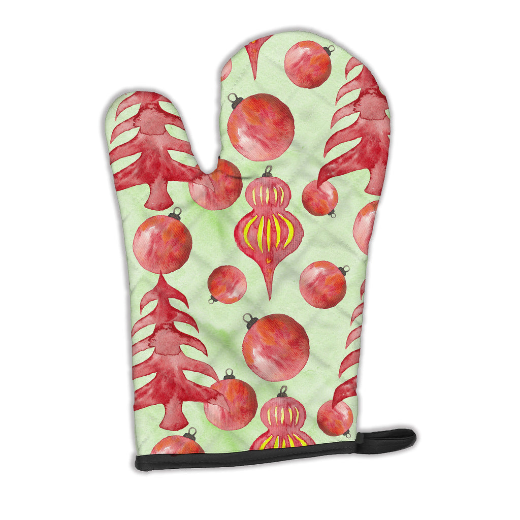 Red Christmas Tree and Ornaments Oven Mitt Heat Resistant Thick Oven Mitt for Hot Pans and Oven, Kitchen Mitt Protect Hands, Cooking Baking Glove