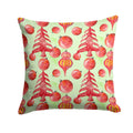 Red Christmas Tree and Ornaments Decorative Throw Pillow 14x14 Indoor Outdoor Accent Cushion, Fabric Cover with Insert for Sofa, Bed, Porch & Living Room