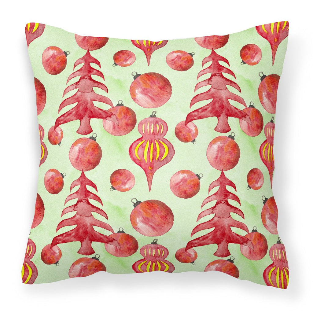 Red Christmas Tree and Ornaments Decorative Throw Pillow 18x18 Indoor Outdoor Accent Cushion, Fabric Cover with Insert for Sofa, Bed, Porch & Living Room