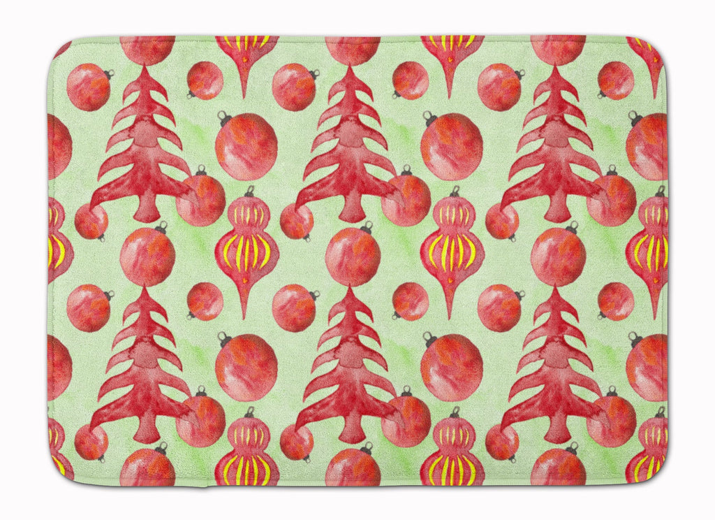 Red Christmas Tree and Ornaments Memory Foam Kitchen Mat Machine Washable Anti-Fatigue Cushion Comfort Bath or Kitchen Rug