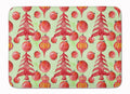 Red Christmas Tree and Ornaments Memory Foam Kitchen Mat Machine Washable Anti-Fatigue Cushion Comfort Bath or Kitchen Rug
