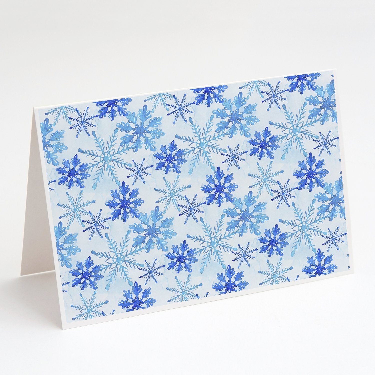 Blue Snowflakes Watercolor Greeting Cards Pack of 8 Blank Cards with Envelopes Whimsical A7 Size 5x7