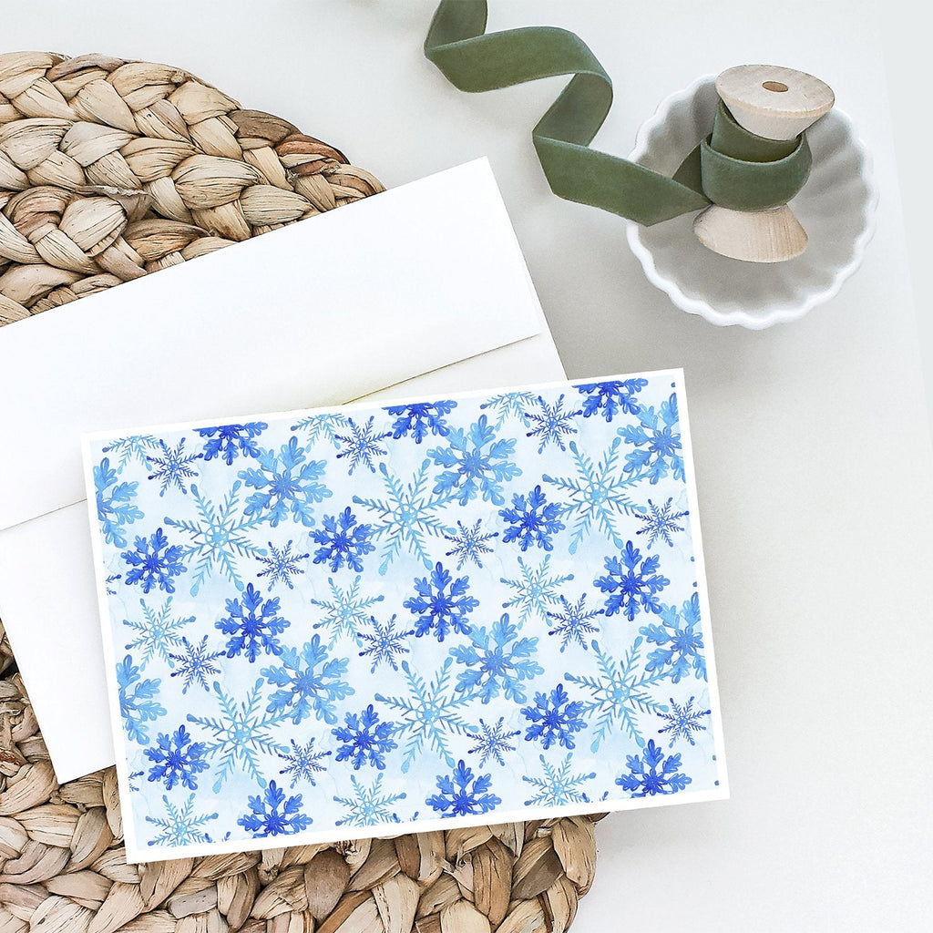 Blue Snowflakes Watercolor Greeting Cards Pack of 8 Blank Cards with Envelopes Whimsical A7 Size 5x7