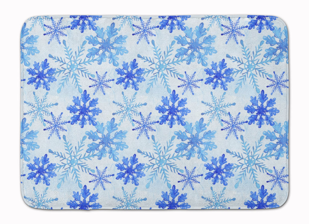 Blue Snowflakes Watercolor Memory Foam Kitchen Mat Machine Washable Anti-Fatigue Cushion Comfort Bath or Kitchen Rug