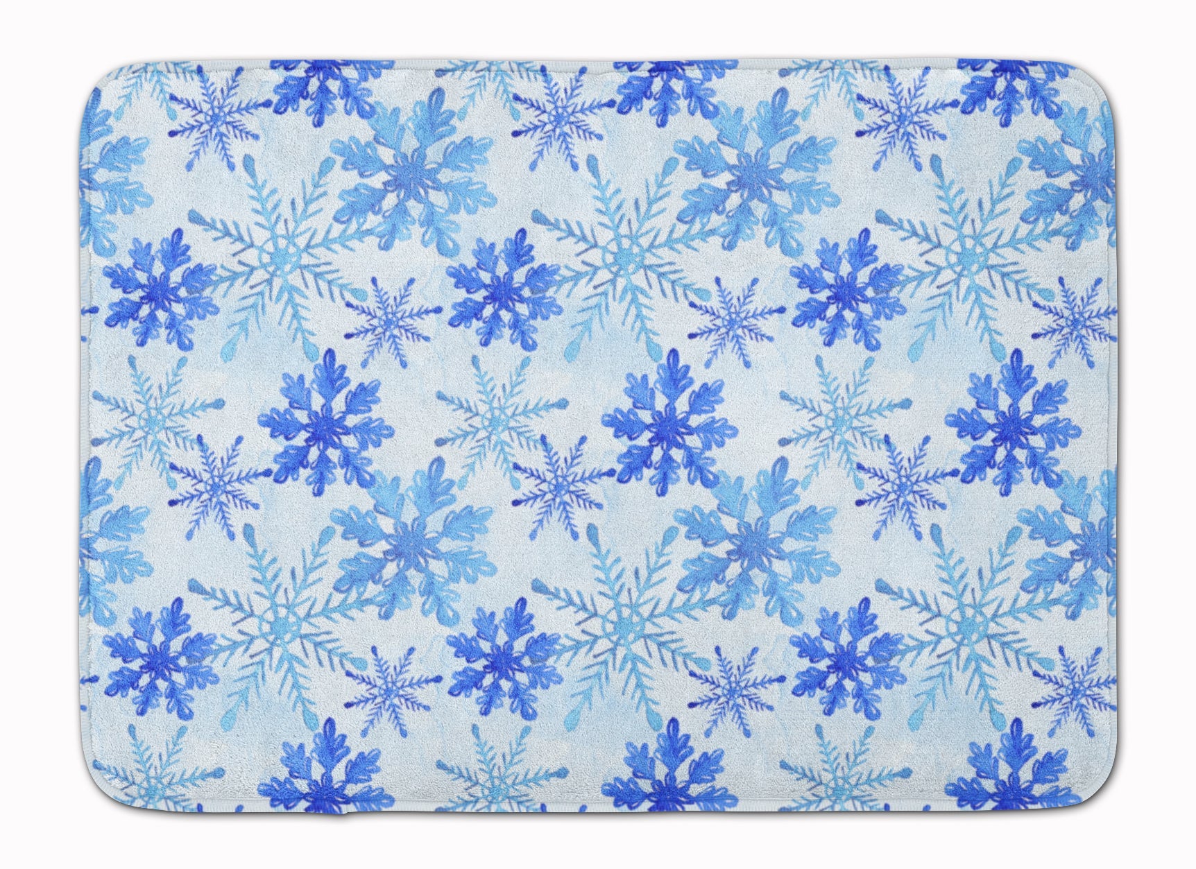Blue Snowflakes Watercolor Memory Foam Kitchen Mat Machine Washable Anti-Fatigue Cushion Comfort Bath or Kitchen Rug