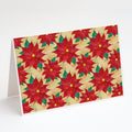 Poinsetta Christmas Greeting Cards Pack of 8 Blank Cards with Envelopes Whimsical A7 Size 5x7