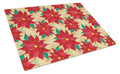 Poinsetta Christmas Cutting Board Tempered Glass Kitchen Cutting Surface, Heat Resistant Chopping, Non-Slip Feet, Food Prep & Serving