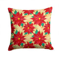 Poinsetta Christmas Decorative Throw Pillow 14x14 Indoor Outdoor Accent Cushion, Fabric Cover with Insert for Sofa, Bed, Porch & Living Room