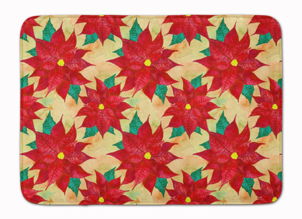 Poinsetta Christmas Memory Foam Kitchen Mat Machine Washable Anti-Fatigue Cushion Comfort Bath or Kitchen Rug