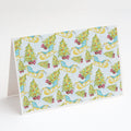 Christmas Tree and Sleigh Greeting Cards Pack of 8 Blank Cards with Envelopes Whimsical A7 Size 5x7