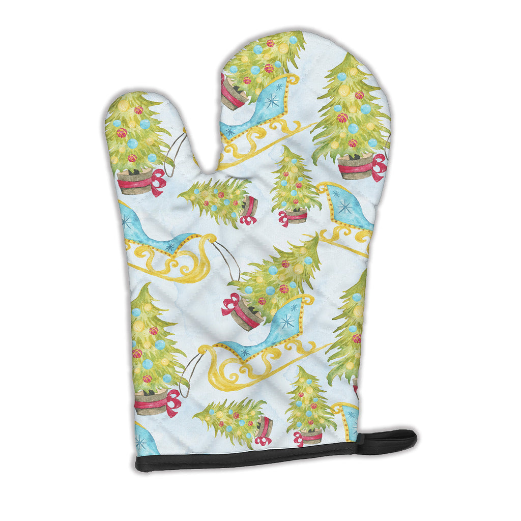 Christmas Tree and Sleigh Oven Mitt Heat Resistant Thick Oven Mitt for Hot Pans and Oven, Kitchen Mitt Protect Hands, Cooking Baking Glove