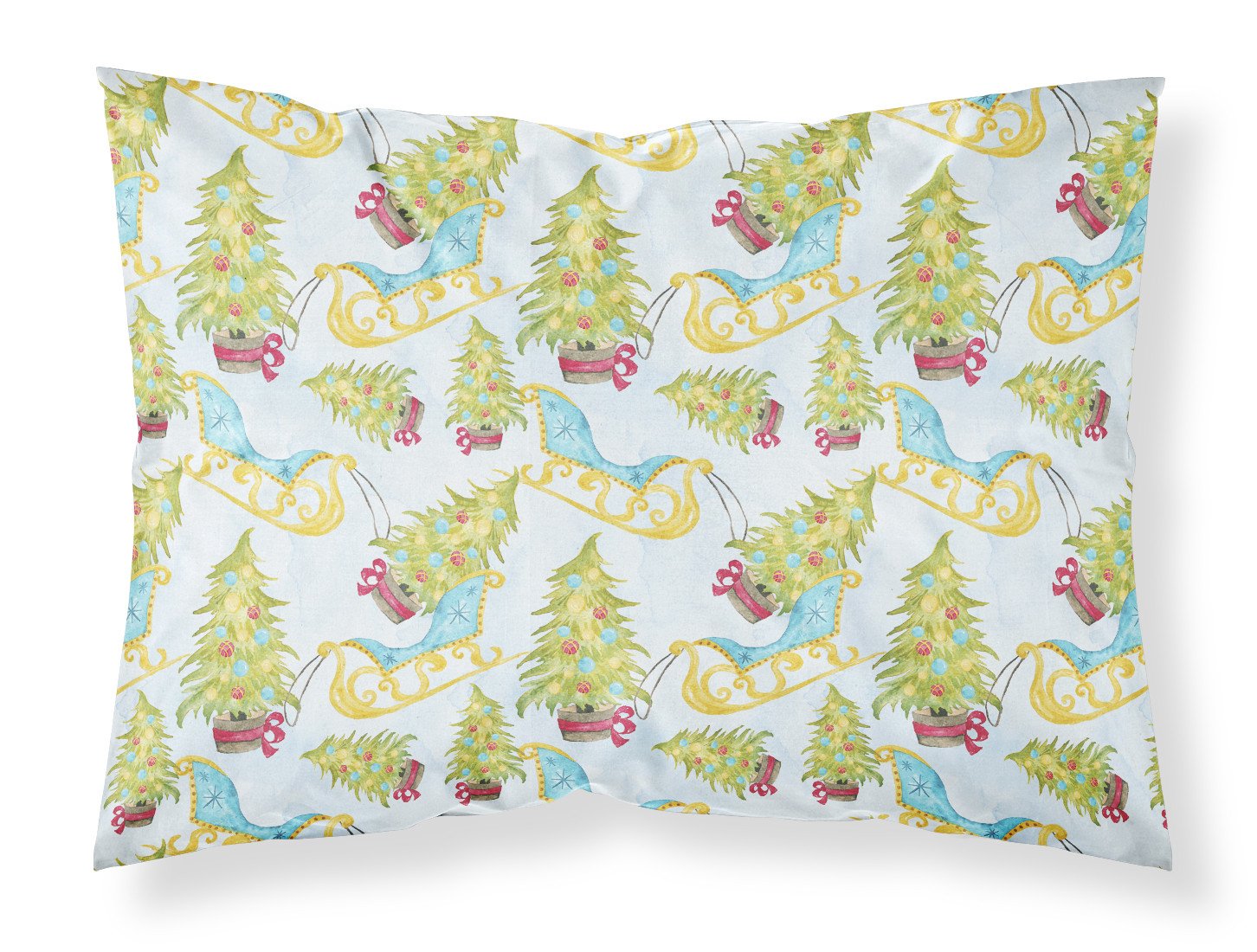 Christmas Tree and Sleigh Standard Pillowcase Lightweight Super Soft Easy Care Decorative Artwork Pillowcase, Standard