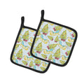 Christmas Tree and Sleigh Pot Holder Set of 2 Heat Resistant Quilted Hot Pads 7.5 x 7.5 Inch, Insulated Kitchen Trivets for Cooking & Baking