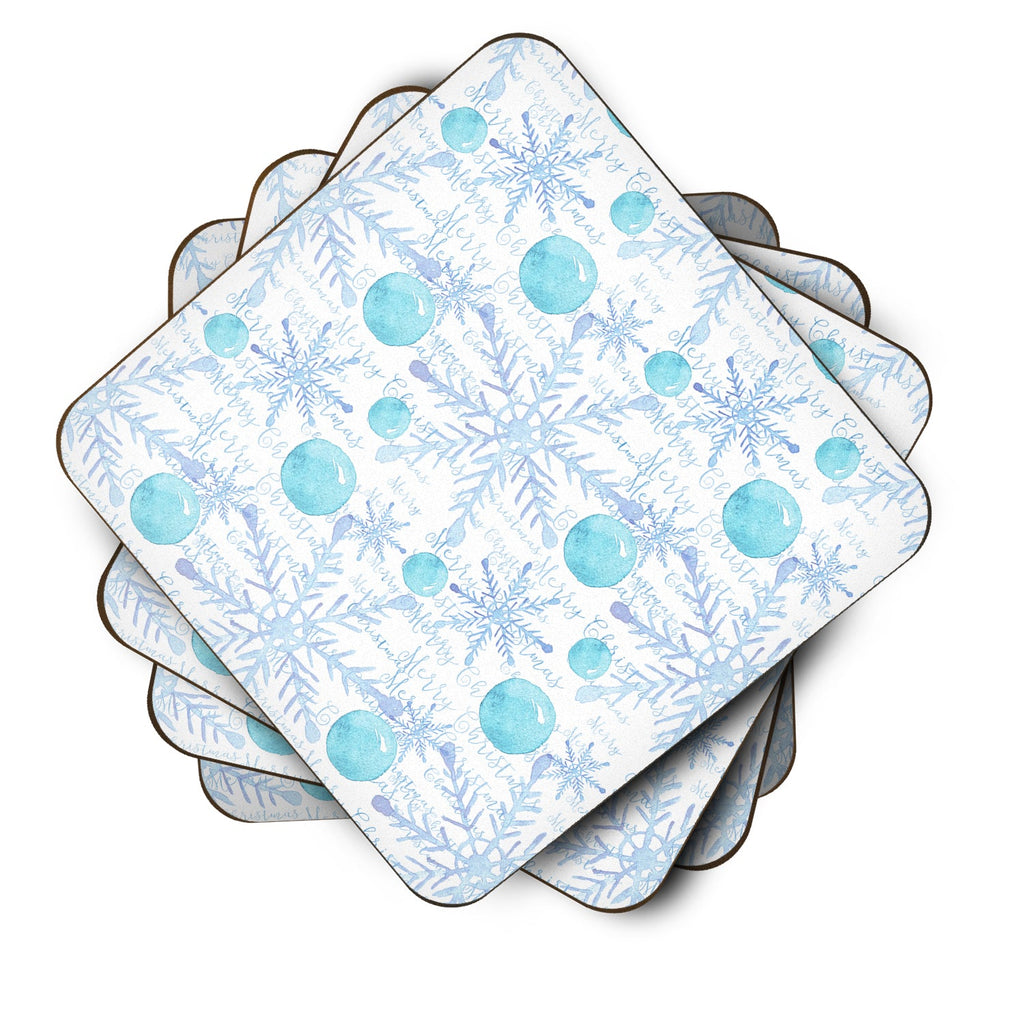 Winter Snowflakes on White Foam Coasters Set of 4 Cup Coasters for Indoor Outdoor, Tabletop Protection, Anti Slip, Mouse pad Material